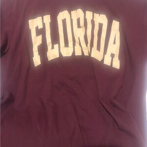 Free Kisses Women's Short Sleeve Tee in Maroon with Cream 'FLORIDA' Print